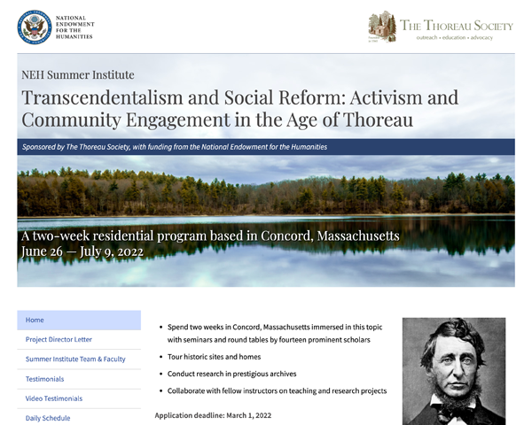 Thoreau Society: NEH Summer Institute